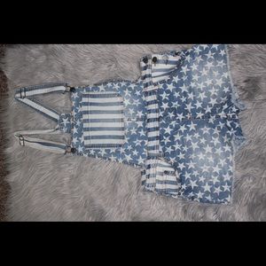 Stars n stripes short overalls